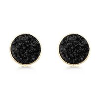 Shuo Europe Et En Amérique Croix Frontière Ornement Personnalisé Simple Boucles D'oreilles Élégant Ronde Petite Oreille Goujons D'or Du Commerce Extérieur Rétro Résine Boucles D'oreilles Femmes main image 2