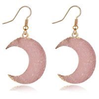 Europe Et En Amérique Croix Frontière Nouveaux Accessoires Naturel Pierre Imité Grand Boucles D'oreilles Lune Creux Boucles D'oreilles Rétro Crochet D'oreille Commerce Extérieur Boucles D'oreilles En Résine main image 1