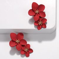 New Retro Plum Color Flower Earrings Nhjq143123 main image 3