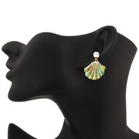 Long Color Fan-shaped Shell Earrings Nhgo143185 main image 4