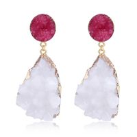 Europe Et En Amérique Croix Frontière Ornement Personnalisé Nouveau Boucles D'oreilles Naturel Pierre Imité Irrégulière Ronde Boucles D'oreilles Commerce Extérieur Résine Boucles D'oreilles En Gros main image 2