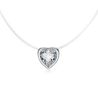 New Transparent Zircon Heart-shaped Necklace Nhgo142773 sku image 1