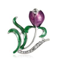 Fashion Alloy Rhinestone Drop Oil Purple Flower Brooch Nhdr142889 sku image 1