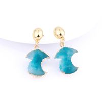 Ornement Personnalité Nouveau Multi-couleur Irrégulière En Europe Et En Amérique Croix Frontière Lune Boucles D'oreilles Oreille Goujons Commerce Extérieur En Pierre Naturelle Imité sku image 1