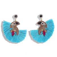 Fashion Acrylic Color Rhinestone Parrot Tassel Earrings Nhjq143022 sku image 1
