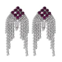 New Rhinestone-studded Long Tassel Earrings Nhjq143080 sku image 1