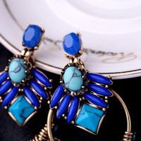 Fashion Tassel Treasure Blue Gemstone Circle Earrings Nhqd143763 main image 3