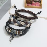Vintage Woven Leather Three-piece Combination Hemp Rope Bracelet Nhpk143777 main image 3