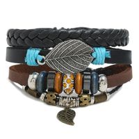 Grenz Überschreiten Der E-commerce Heiß Verkaufter Europäischer Und Amerikanischer Schmuck Mehr Schicht Iges Gewebtes Rindsleder Armband Diy Dreiteiliges Kombination Leder Armband main image 2