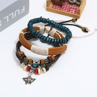 European And American Beaded Leather Vintage Woven Leather Bracelet Nhpk143792 main image 3