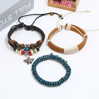 European And American Beaded Leather Vintage Woven Leather Bracelet Nhpk143792 main image 4
