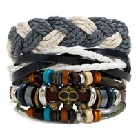 European And American Beaded Leather Vintage Woven Leather Bracelet Nhpk143793 main image 1