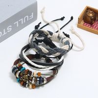 European And American Beaded Leather Vintage Woven Leather Bracelet Nhpk143793 main image 3