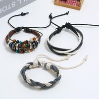 European And American Beaded Leather Vintage Woven Leather Bracelet Nhpk143793 main image 4