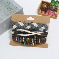 European And American Beaded Leather Vintage Woven Leather Bracelet Nhpk143793 main image 5