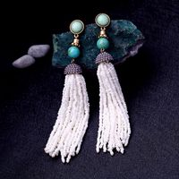 Vintage Gemstone Beads Tassel Earrings Nhqd143852 main image 4