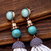 Vintage Gemstone Beads Tassel Earrings Nhqd143852 main image 5