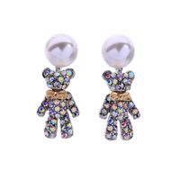 Netter Bär Perlen Diamant Ohrringe Ohrringe Frauen Europäischen Und Amerikanischen Stil Lange Kleine Frische Temperament Ohrringe Ed02007d main image 2