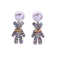 Temperament Cute Bear Beads Rhinestone Earrings Nhqd143854 main image 1