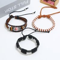 Vintage Woven Hemp Rope Beaded Combination Leather Bracelet Nhpk143860 main image 4