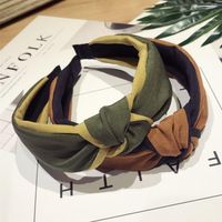 Korean Version Of The Simple Solid Color Fabric Hit Color Middle Knot Knotted Wide Side Headband Nhsm143905 main image 1