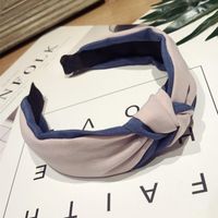 Korean Version Of The Simple Solid Color Fabric Hit Color Middle Knot Knotted Wide Side Headband Nhsm143905 main image 6