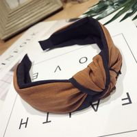 Korean Version Of The Simple Solid Color Fabric Hit Color Middle Knot Knotted Wide Side Headband Nhsm143905 main image 7