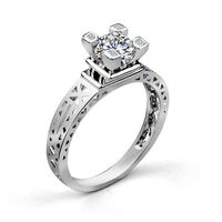 Europäische Und Amerikanische Mode Romantische Mikro Eingelegte Zirkon Eisenturm Damen Ring  Hot Sale Jewelry 311439 main image 1
