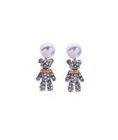 Netter Bär Perlen Diamant Ohrringe Ohrringe Frauen Europäischen Und Amerikanischen Stil Lange Kleine Frische Temperament Ohrringe Ed02007d sku image 1