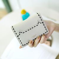 Simple Stitching Threaded Ultra-thin Two Fold Wallet Nhni144167 main image 1