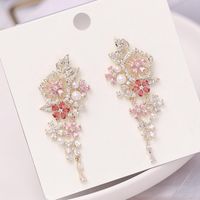 Japonais Et Coréen Nouvelle Mode Boucles D'oreilles Coloré Zircon De Mariée Banquet Fée Boucles D'oreilles Femelle 925 Argent Aiguille Fleur Boucles D'oreilles main image 3