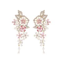 Japonais Et Coréen Nouvelle Mode Boucles D'oreilles Coloré Zircon De Mariée Banquet Fée Boucles D'oreilles Femelle 925 Argent Aiguille Fleur Boucles D'oreilles main image 6