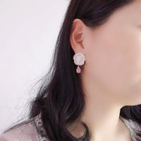Fashion Micro-inlaid Powder Zirconium Flower Earrings Nhdo144736 main image 5