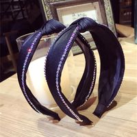 Korean Version Of The Fabric Knot Knotted Knotted Rhinestone Super Flash Wide Side Headband Nhsm139103 main image 3