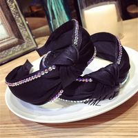 Korean Version Of The Fabric Knot Knotted Knotted Rhinestone Super Flash Wide Side Headband Nhsm139103 main image 4