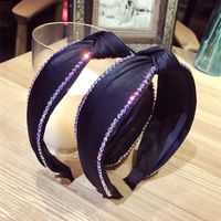 Korean Version Of The Fabric Knot Knotted Knotted Rhinestone Super Flash Wide Side Headband Nhsm139103 main image 5