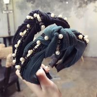 Simple Contrast Color Fabric Nails Knotted Bow Headband Nhsm139207 main image 1