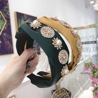 Korean Version Of The Rhinestone Super Flash Wide Side Twist Whip Knotted Headband Nhsm139208 main image 1