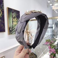 Korean Version Of The Rhinestone Super Flash Wide Side Twist Whip Knotted Headband Nhsm139208 main image 8