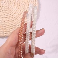 F0672 Europäischer Und Amerikanischer Trend Neue Zweireihige Perlen Haarschmuck  Heiß Verkaufte Internet-prominente Mit Dem Gleichen Süßen Braut Stirnband main image 3