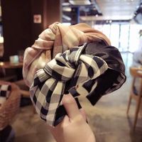 Japonais Et Coréen Nouvelle Qualité Cheveux Accessoires Imitation Cuir Pu Couture Plaid Bandeau Noeud Dans Le Milieu Noeud Arc Bandeau Dames main image 3