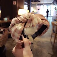 Japonais Et Coréen Nouvelle Qualité Cheveux Accessoires Imitation Cuir Pu Couture Plaid Bandeau Noeud Dans Le Milieu Noeud Arc Bandeau Dames main image 6