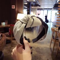 Pu Lattice Stitching Middle Knotted Knotted Bow Headband Nhsm139296 main image 7