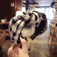 Pu Lattice Stitching Middle Knotted Knotted Bow Headband Nhsm139296 main image 9