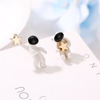 Cute Astronaut Picking Star Stud Earrings Nhdp145182 main image 1