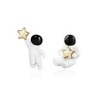 Cute Astronaut Picking Star Stud Earrings Nhdp145182 main image 6