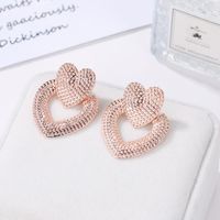 Vintage Openwork Metal Frosted Double Heart Earrings Nhdp145184 main image 5