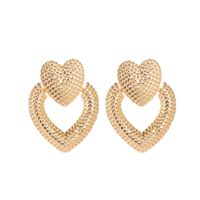 Vintage Openwork Metal Frosted Double Heart Earrings Nhdp145184 main image 6