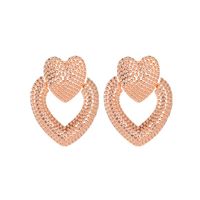 Vintage Openwork Metal Frosted Double Heart Earrings Nhdp145184 main image 8