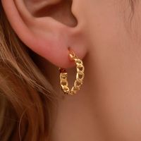 Simple Hollow Alloy Chain Hoop Earrings Nhdp145185 main image 1